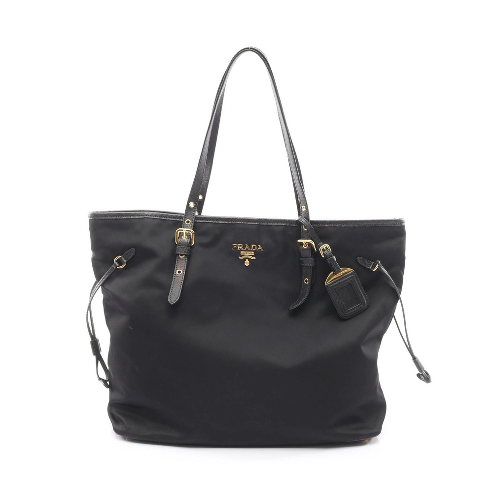 Prada Tessuto Saffiano Leather Tote Bag Black